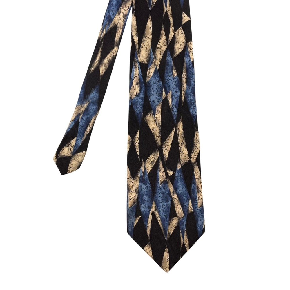Briar Blue Tan Geometric Diamond Silk Necktie Mens OS Abstract Print 0376